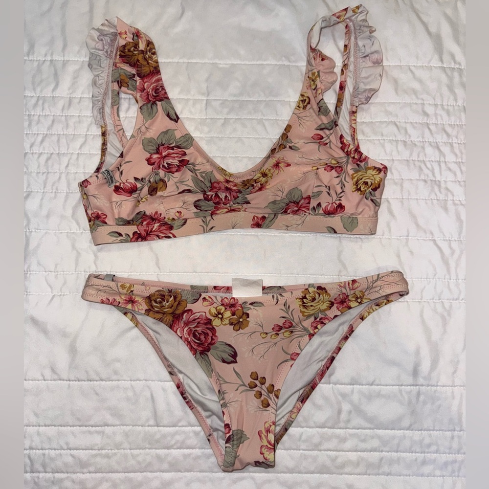 Rhythm. Floral Bikini Set with Ruffle Straps